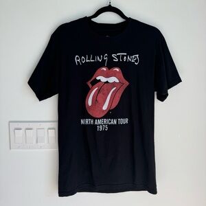 Rolling Stones Shirt Adult Medium Black North American Tour 1975 Music Modern
